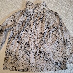 Christopher & Banks Beige and Black Abstract Blouse